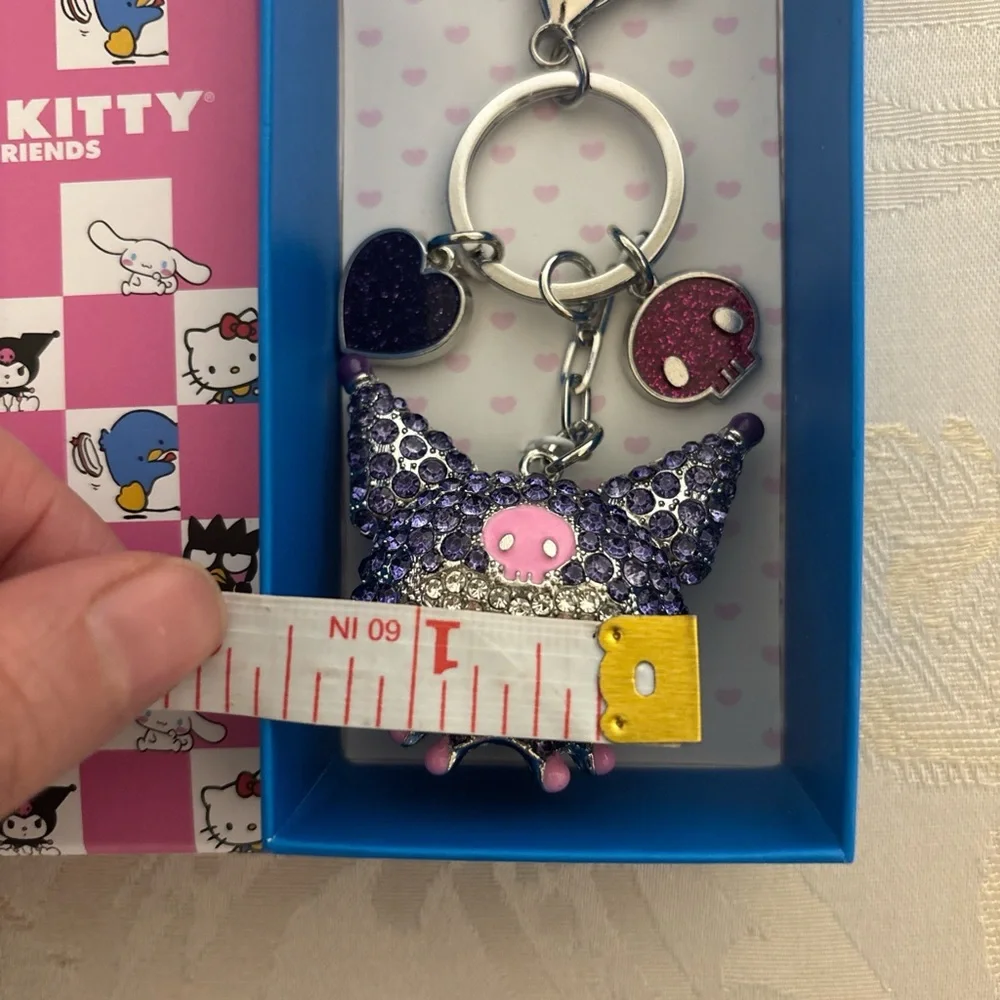Hello Kitty Sanrio Kuromi Bling Rhinestone Women's Keychain Bag Charm New - Picture 2 of 6